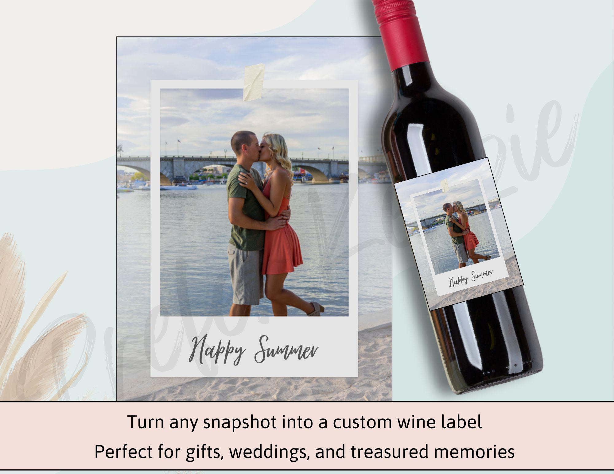 Personalized Photo Wine Labels • Custom Polaroid Bottle Stickers • Easy Gift Idea • Wine • Champagne • Mini Sizes • Waterproof