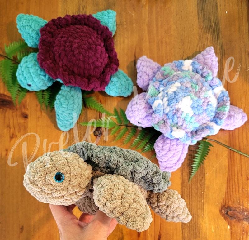 Mini Sea Turtle Crochet Pattern • Amigurumi Turtle PDF Pattern • Plush Turtle Toy Pattern • Soft Yarn Stuffed Animal DIY - Thumbnail 2