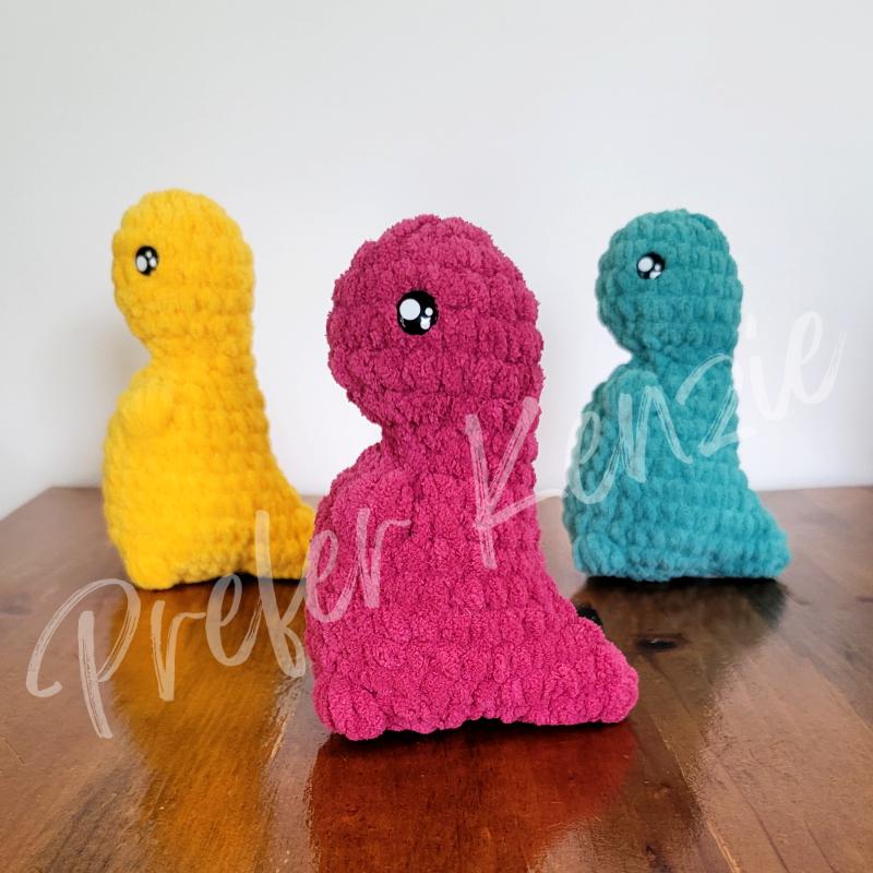 Mini Dinosaur Plushie • Handmade Chubby Dino Crochet Toy • Soft Yarn Stuffed Animal • Chubby Dinosaur • Ready to Ship Gift - Thumbnail 6
