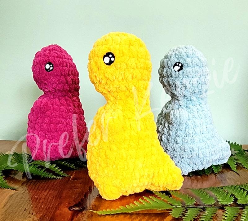 Mini Chubby Dinosaur Crochet Pattern • Amigurumi Dino PDF Pattern • No Sew Plush Dinosaur Toy Pattern • Soft Yarn Stuffed Animal DIY - Thumbnail 7