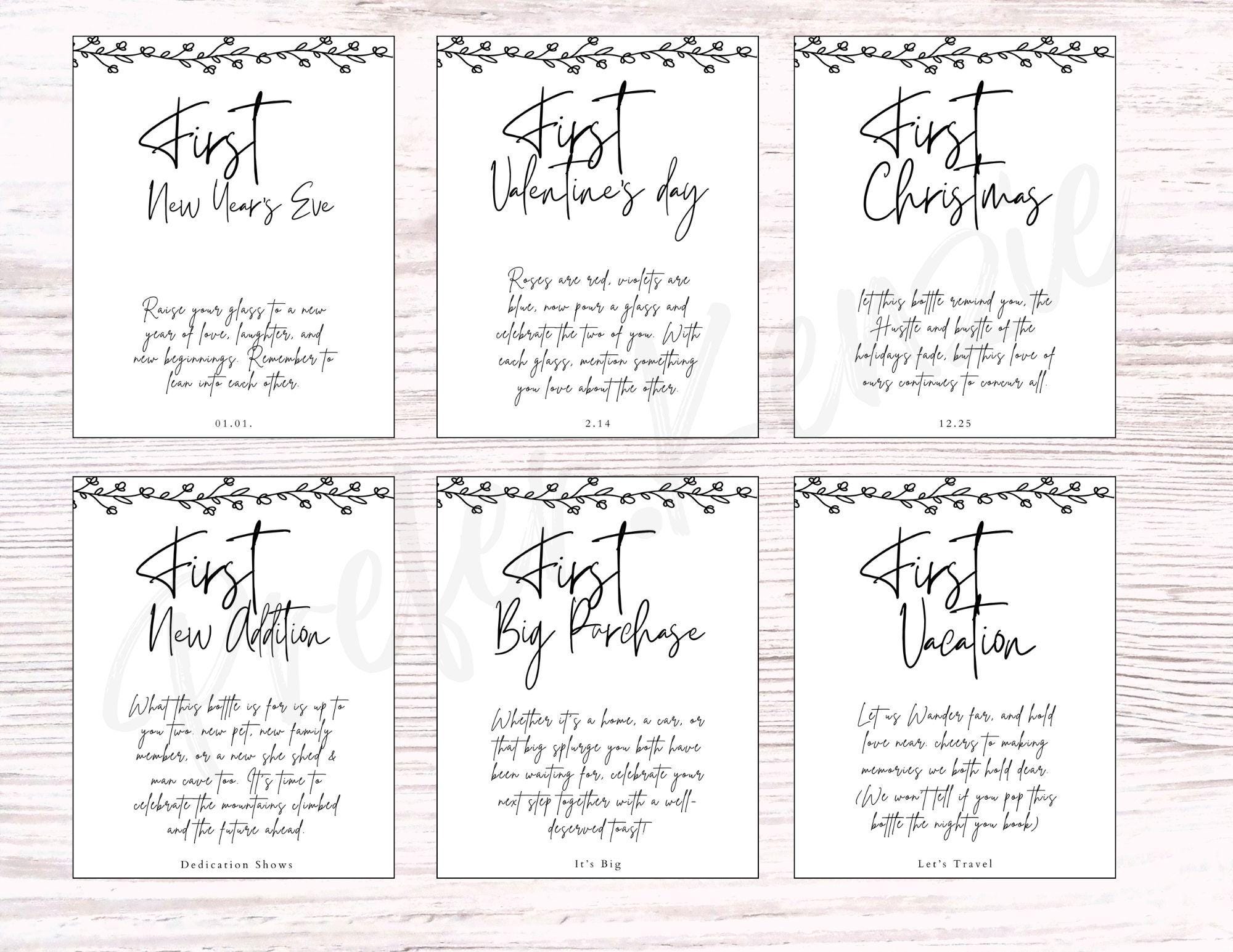 Vine Border Wedding Wine & Bottle Labels • Marriage Milestone • 12 Unique Designs •  12 Pack • Wine •  Beer • Mini Sizes - Thumbnail 6