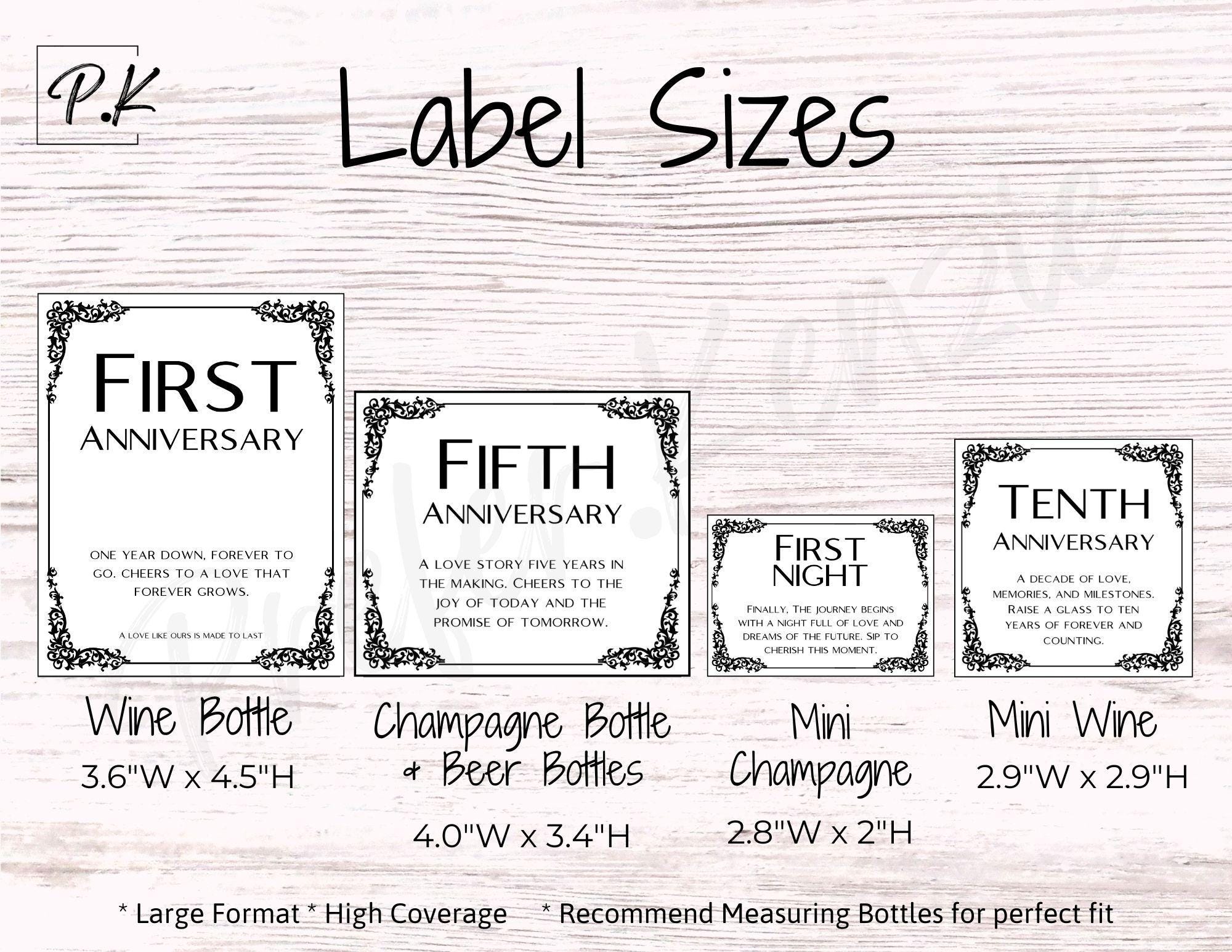 12 Marriage Milestone Wine & Bottle Labels • 12 Unique Designs 12 Pack • Wine • Champagne Beer • Mini Sizes - Thumbnail 2