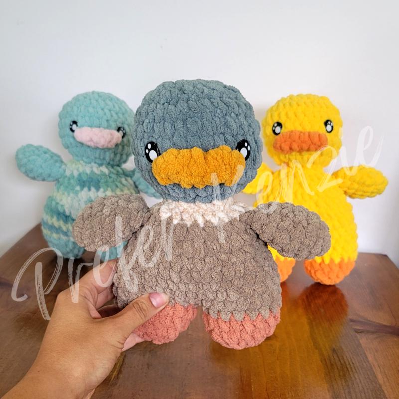 Duck Plushie • Crochet Duck Toy • Handmade Soft Yarn Plush • Crochet Duck Mallard •  Ready to Ship Stuffed Animal Gift - Thumbnail 2