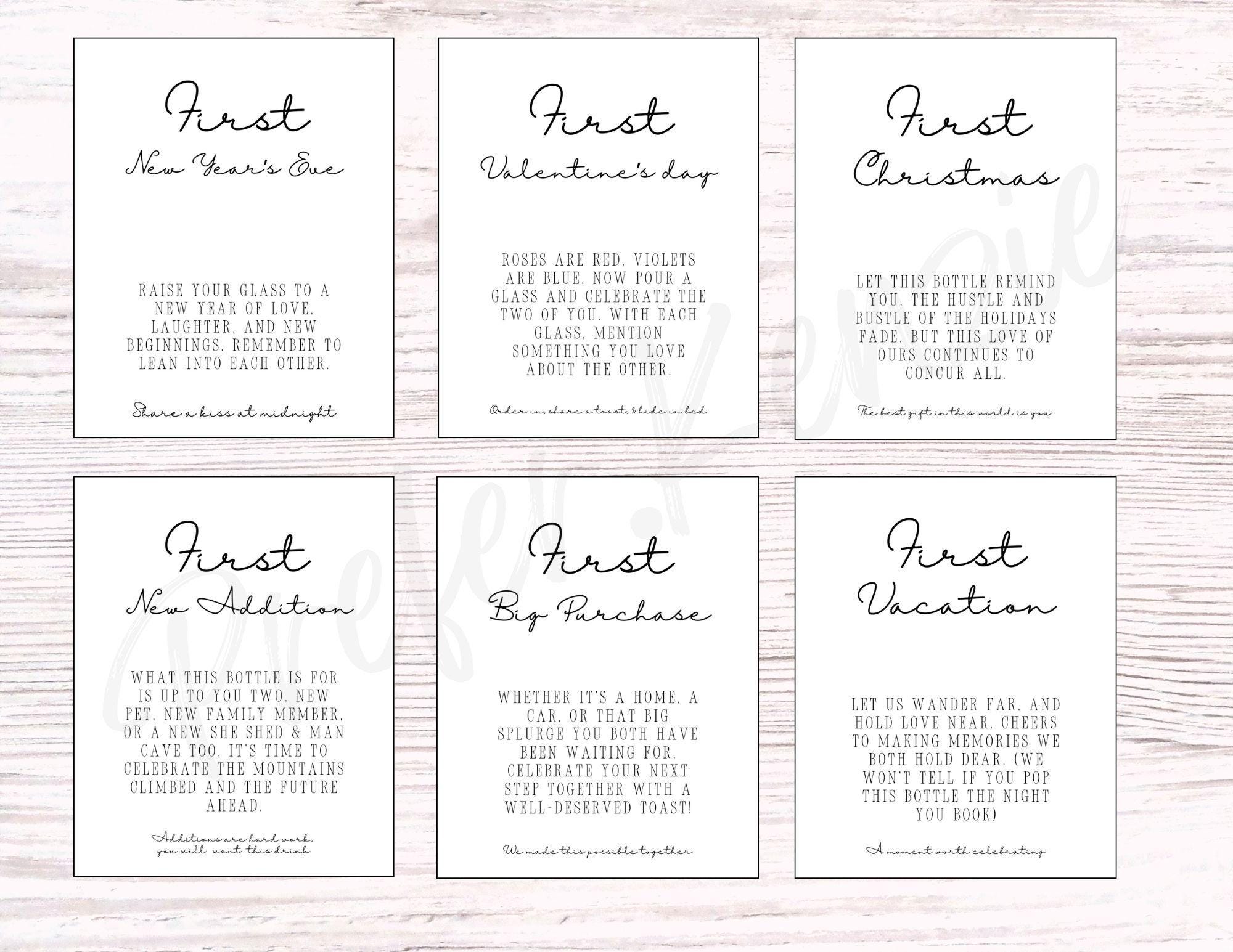 Clean Cursive Marriage Milestone Wine & Bottle Labels • 12 Unique Designs • 12 Pack • Wine • Champagne  •  Beer - Thumbnail 4