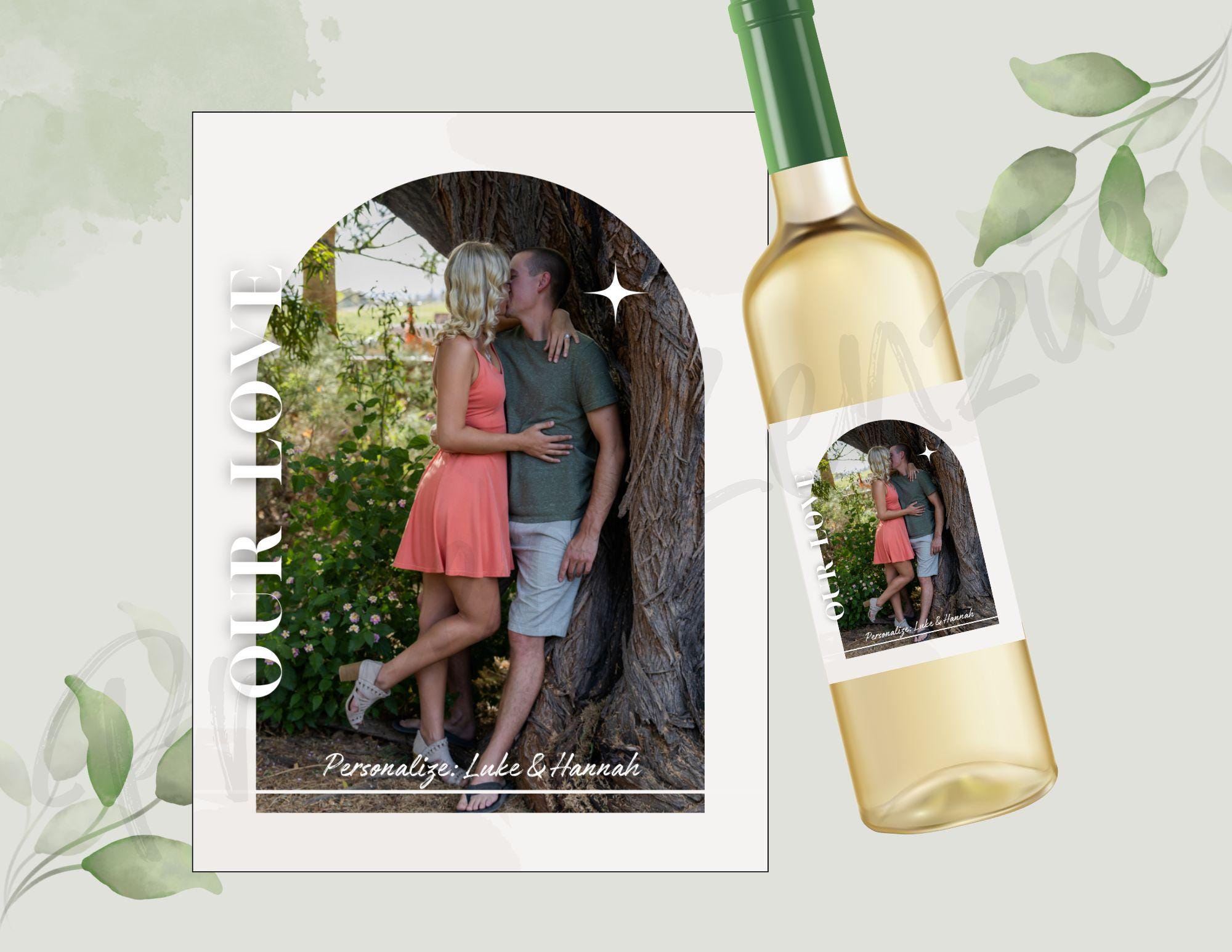 Photo Arch Personalized Labels • Custom Bottle Stickers • Easy Gift Idea • Wine • Champagne • Mini Sizes • Waterproof - Thumbnail 5