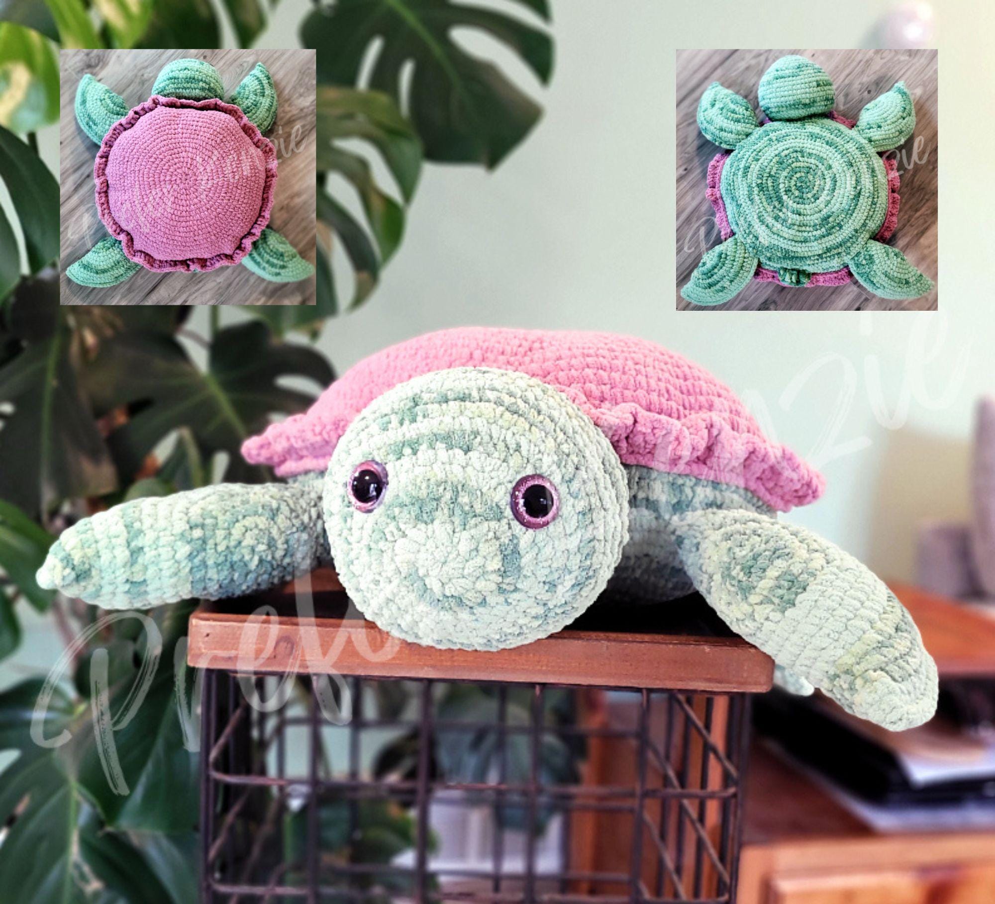 Anxiety Turtle • Adult Size Plush Turtle Toy • Emotional Support Relief Gift • Soft Yarn • 24–30" Crochet Stuffed Animal • Ready to Ship - Thumbnail 6