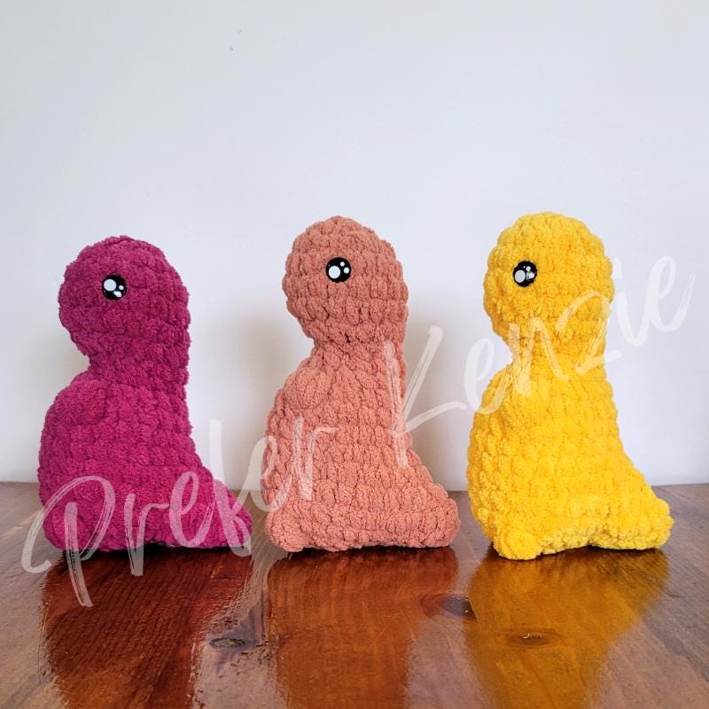 Mini Dinosaur Plushie • Handmade Chubby Dino Crochet Toy • Soft Yarn Stuffed Animal • Chubby Dinosaur • Ready to Ship Gift - Thumbnail 3