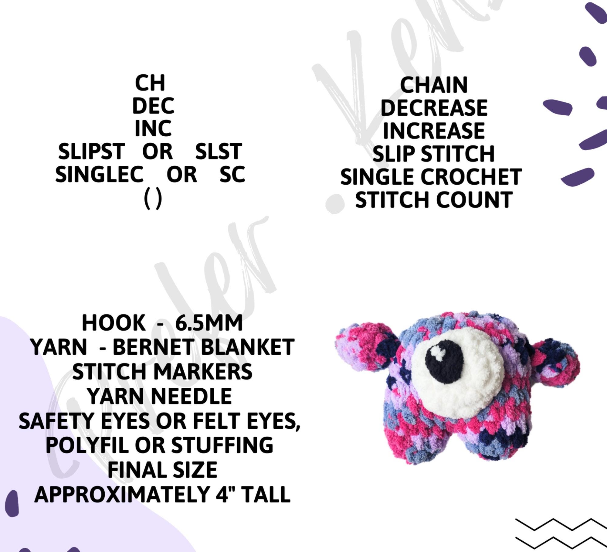 Mini Monster Crochet Pattern • One-Eyed Plush PDF • Beginner Amigurumi Pattern • Soft Yarn DIY Toy • One Eye Monster Crochet Download - Thumbnail 6
