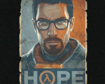 Half Life Shirt | Gordon Freeman Hope Poster Art | Gamer Gift for Half Life Fans | Retro Gaming Tee