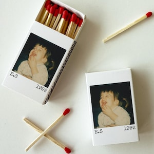 Personalized Birthday Matchboxes, Custom Vintage Photo Matches, 30th, 40th, 50th Birthday Party Favors, Retro Milestone Celebration Decor