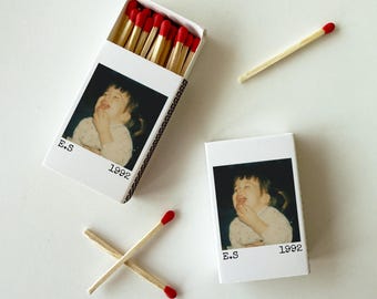 Personalized Birthday Matchboxes, Custom Vintage Photo Matches, 30th, 40th, 50th Birthday Party Favors, Retro Milestone Celebration Decor