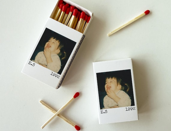 Personalized Birthday Matchboxes, Custom Vintage Photo Matches, 30th, 40th, 50th Birthday Party Favors, Retro Milestone Celebration Decor