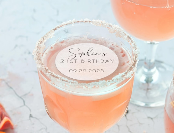 Custom Birthday Drink Toppers 21st Birthday Party Decorations for Her Happy Birthday Edible Cocktail Topper Edible 30th, 40th Birthday Decor