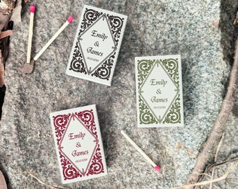 Custom Wedding Matchboxes with Vintage Floral Design, Personalized Matchbooks, Bulk Wedding Favors for Guests, Wedding Matches, Custom Match