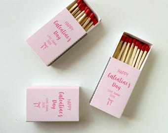 Personalized Galentine’s Day Matchboxes, Custom Party Favors, Brunch Party Decor, Pink Girly Gifts, Girls’ Night Keepsakes, Besties Gifts