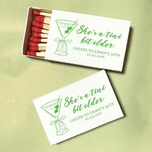 A Tini Bit Older Matchboxes Birthday Party Favors Personalized Double-Side Match Boxes Martini Theme Custom  Matches for Dirty Thirty Decor