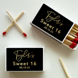 Custom Birthday Favor Matches Birthday Matchbooks Sweet 16 Favors Cutom Birthday Matches Quinceañera Party Favors 21st, 30th Birthday Decor