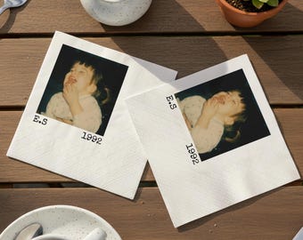 Personalized Cocktail Napkins for Birthday, Custom Photo Napkins with Text, Milestone Celebration Decor, Photo Beverage Napkins for All Ages