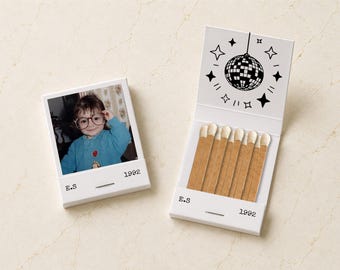 Personalized Birthday Matchbooks, Custom Disco Ball Vintage Matches, 30th, 40th Birthday Party Favors, Retro Milestone Celebration Decor