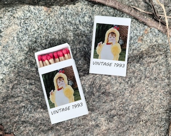 Custom Matchboxes  DOUBLE SIDED Printing Birthday Matchbooks with Photo Vintage 1995 30th Birthday Party Favors Cutom Birthday Matches
