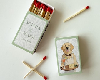 Personalized Printed Wedding Matchbooks with Dog, Custom Dog Matchboxes, Funny Party Favors, Unique Event Matches, Custom Pet Matchbooks