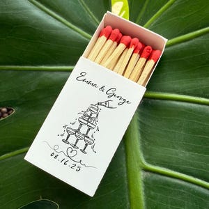 Set of 200 Matches Wedding Matchbooks in Bulk Wedding Favors Personalized Hand Drawn Champagne Tower Match boxes for Bridal Shower, Birthday