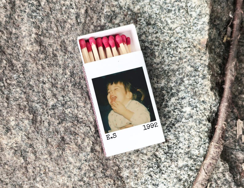 Personalized Birthday Matchboxes, Custom Vintage Photo Matches, 30th, 40th, 50th Birthday Party Favors, Retro Milestone Celebration Decor image 4