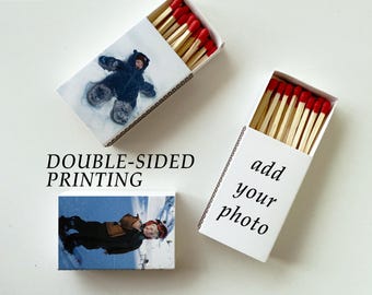 Custom Logo Matchboxes DOUBLE SIDED Printing Custom Matchbooks with Photo Personalized Matches for Wedding, Business Event Bulk Party Favors