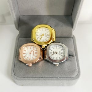 Mini Retro Punk Square Ring Watch,Handmade Adjustable Y2K Finger Watch,Vintage Fashion Jewelry,Unique Statement Piece,Gifts for Men Women