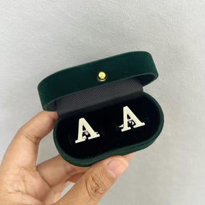Gemelos con letras de plata personalizadas para hombre, gemelos para camisa de traje de negocios, joyería hecha a mano, regalos para hombres, bodas, negocios formales, regalo para él