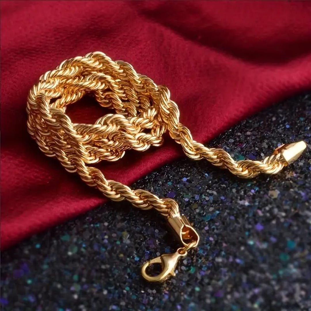 Elegant 18K Gold Plated Lux Rope Chain - Etsy