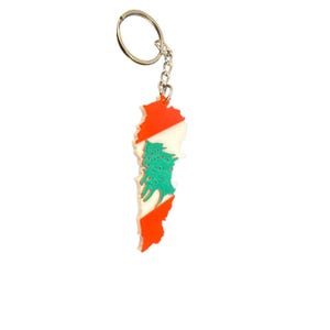 Porte-clés 3D de la carte du Liban – drapeau et cèdre | Cadeau patriotique libanais | Porte-clés du Moyen-Orient