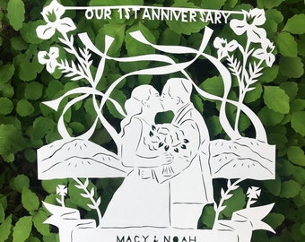 Anniversary Gift, Personalized Paper Cut, Gifts for the Couple, First Wedding Anniversary Gift for Husband, Custom Wedding Gift, Paper Gift
