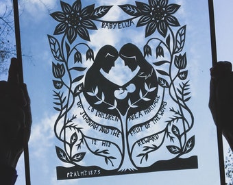 Arte ritagliata su carta / Regalo personalizzato per bambini / Arte delle Scritture bibliche / Regalo sentimentale per lei / Regalo per la mamma / Regali con uno scopo