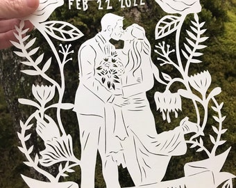 Paper Cut Art, Paper Art, Paper Cut, Paper Cutting, Gift for Husband, Gift for Wife, First Wedding Anniversary, Paper Anniversary, Wall Art