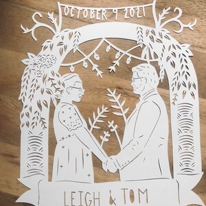 Paper Cut Art, Personalized Wedding Portrait, Wedding Wall Art, Custom Wedding Gift, Happy First Anniversary, First Anniversary Gift image 10