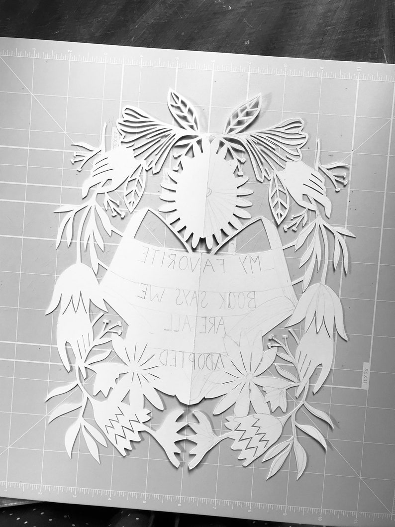 Adoption Gift Wall Art First Adoption Floral Wall Decor Gift For Mom Gift For New Mom Custom Paper Art Personalized Gift Paper Cut Art image 4