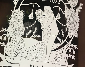 Regalo di anniversario di carta, Arte di carta, Anniversario di carta, Arte tagliata di carta, Taglio di carta, Taglio di carta, Regali di carta per il primo anniversario, Arte da parete