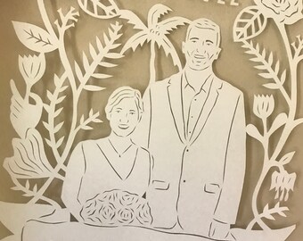 Arte da parete per matrimonio, arte da parete per soggiorno, arte tagliata con carta, regalo di nozze personalizzato, primo anniversario di matrimonio, regalo per la moglie, regalo per il marito