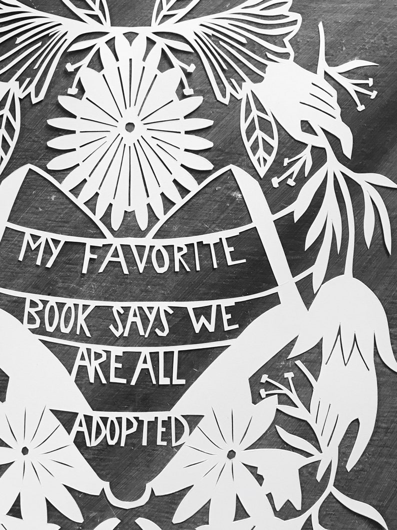 Adoption Gift Wall Art First Adoption Floral Wall Decor Gift For Mom Gift For New Mom Custom Paper Art Personalized Gift Paper Cut Art image 7