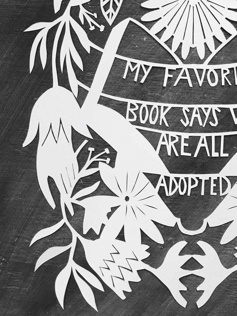 Adoption Gift Wall Art First Adoption Floral Wall Decor Gift For Mom Gift For New Mom Custom Paper Art Personalized Gift Paper Cut Art image 6