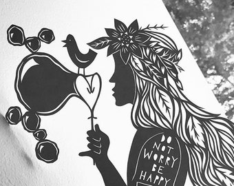 Arte tagliata su carta - Appeso a parete personalizzato - Arredamento Boho - Detto ispiratore - Decorazione da parete stravagante Decorazione per soggiorno Regalo di compleanno Cura di sé