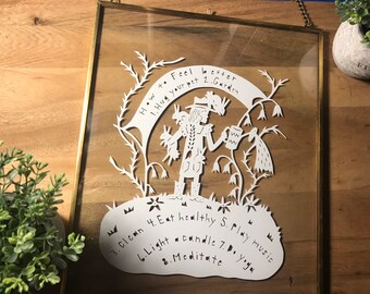 Arte tagliata su carta - Cura di sé - Auto-quarantena - Decorazione da parete per giardinaggio - Decorazione da parete stravagante - Amo i conigli - Regalo Cogli l'attimo