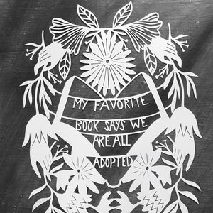 Adoption Gift Wall Art First Adoption Floral Wall Decor Gift For Mom Gift For New Mom Custom Paper Art Personalized Gift Paper Cut Art image 3