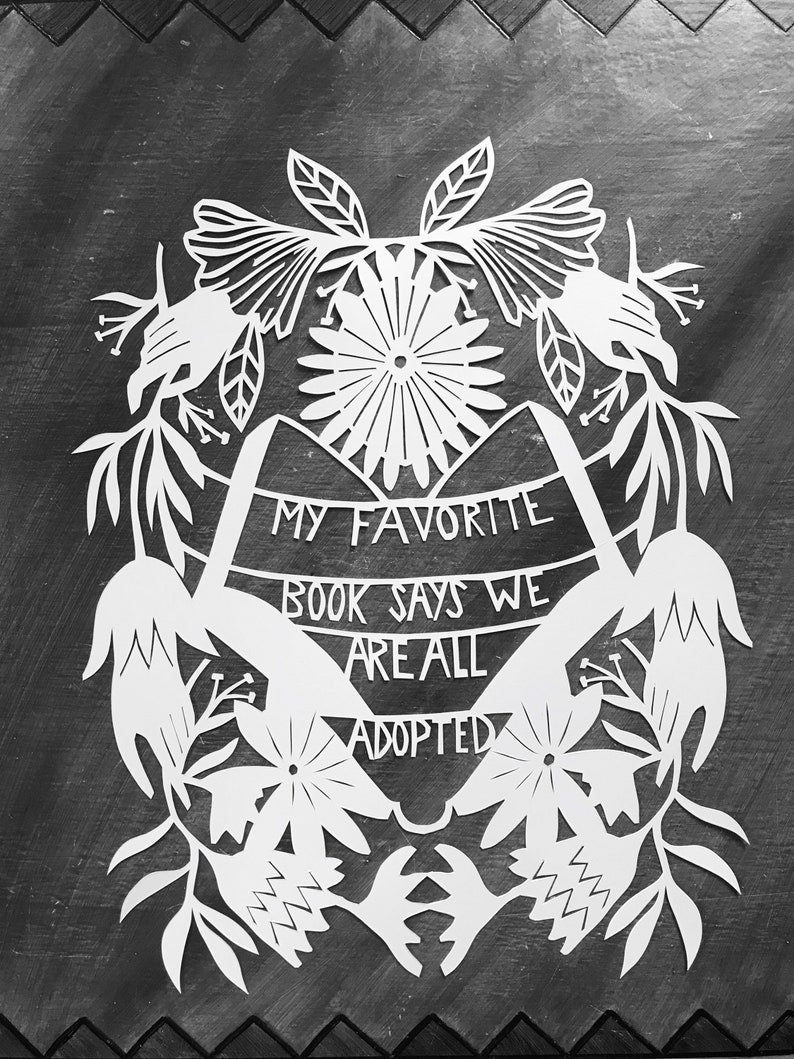 Adoption Gift Wall Art First Adoption Floral Wall Decor Gift For Mom Gift For New Mom Custom Paper Art Personalized Gift Paper Cut Art image 3