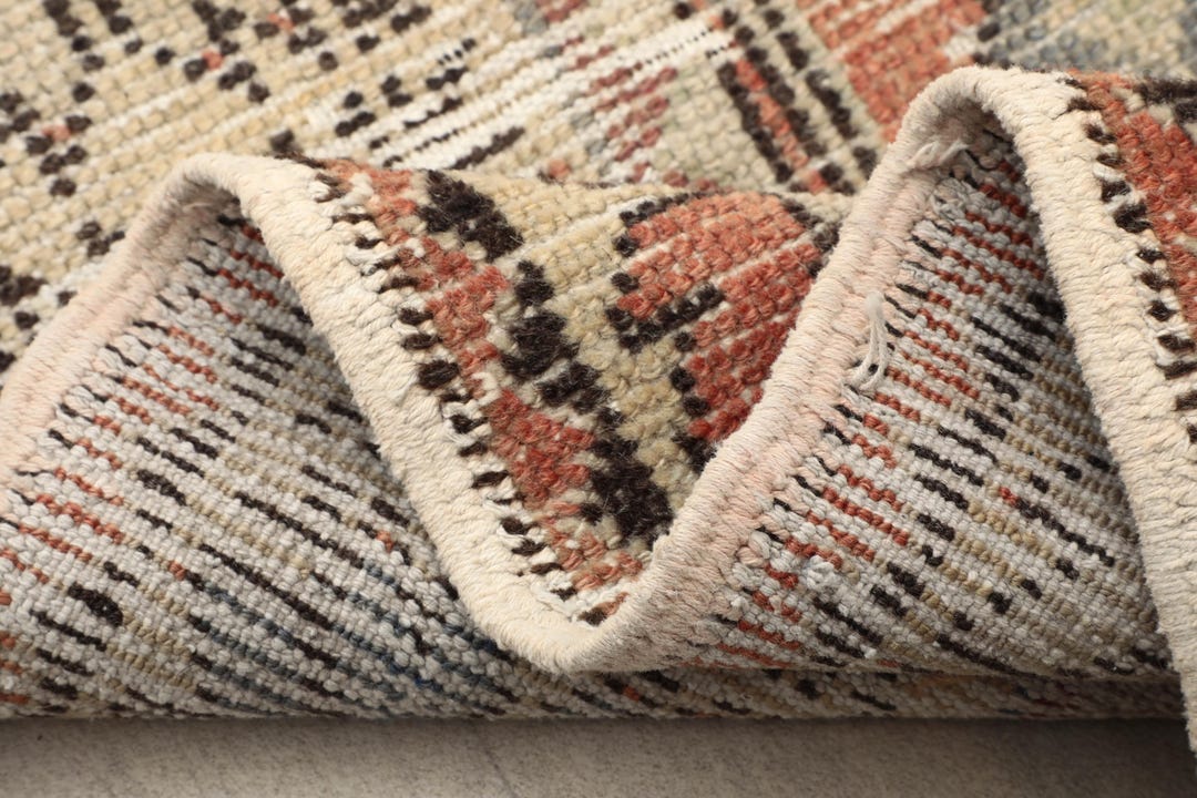 3x9 Orange Beige Vintage Small Rug, 3x9 Handmade Turkish Rug, Oushak ...