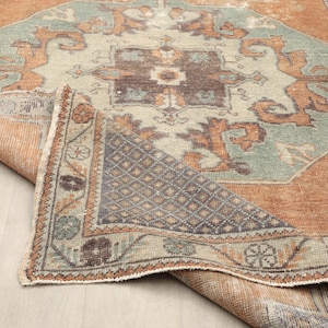 5x9 Turkish Vintage Rug, Oushak Handmade Wool Rug, 5x9 Vintage Area Rug,Kitchen Rug, Living Room Rug, Anatolian Rug,Dining Room Rug,5X8.5 Ft
