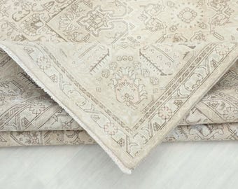 9x12 Turkish Rug, Beige Vintage Rug, 9x12 Oushak Rug, Oversized Rug, Living Room Rug, Dining Room Rug, Antique Rug, 9x12 Rug, Antique Rug
