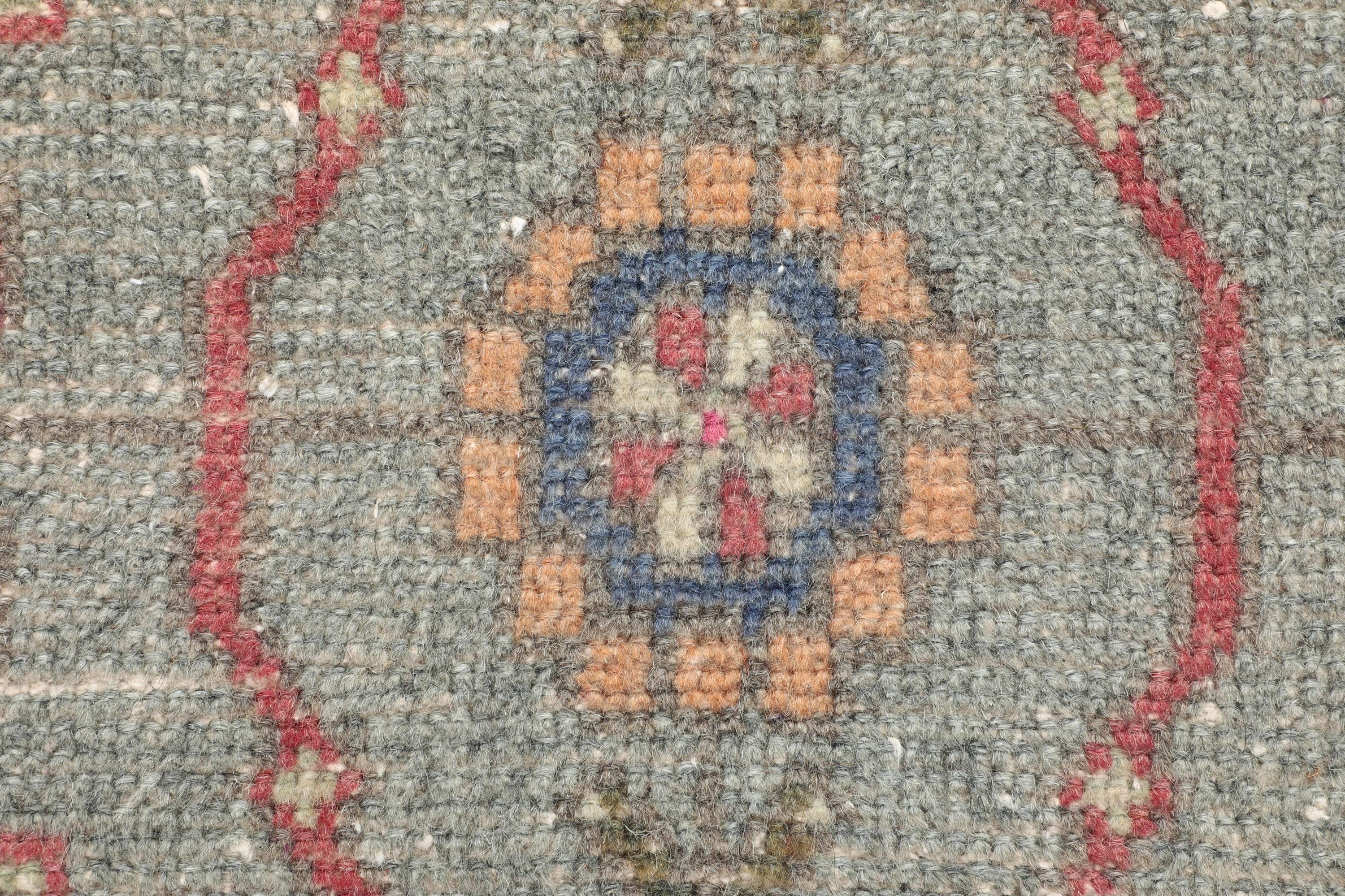 レッド　スモールラグ　ヴィンテージラグ　トルコラグ 2x3 レッドグレー ヴィンテージ スモールラグ、2x3 ハンドメイド