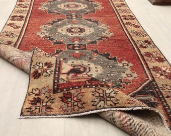 3x12 Bohemian Runner, Oushak Runner,  Hallway Rug, 3x12 Oushak Runner, Natural Runner, Handmade Wool Runner, Corridor Runner, Entry Runner